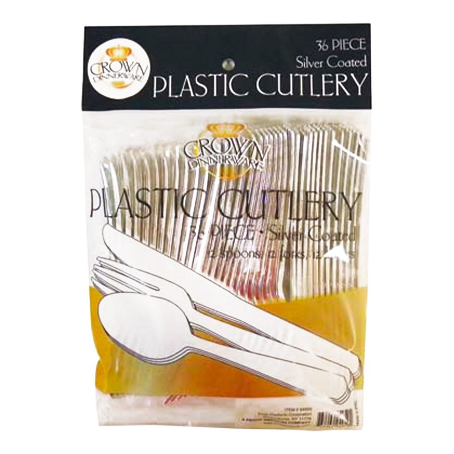 [94959] CROWN CUTLERY COMBO 36 CT SILVER COATED