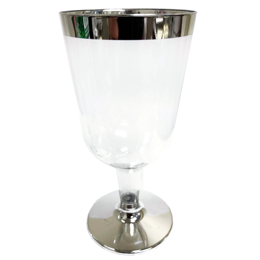 [36117] CROWN WINE GLASS 4 PZ 4PK WITH SILVER EDGE