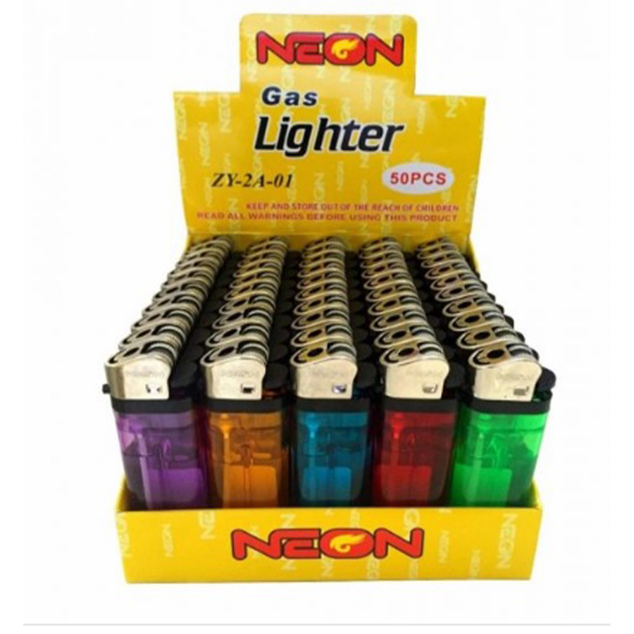 [11493] NEON DISPOSABLE LIGHTER 1 CT EZ GRIP REFILLABLE