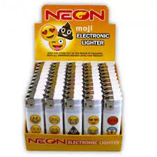 [702007] NEON ELECTRONIC LIGHTER 1 CT EMOJIS